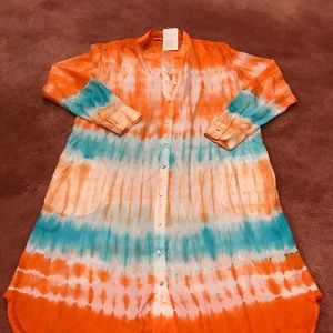 Soft surrounding 100% silk button down shirt beautiful colors